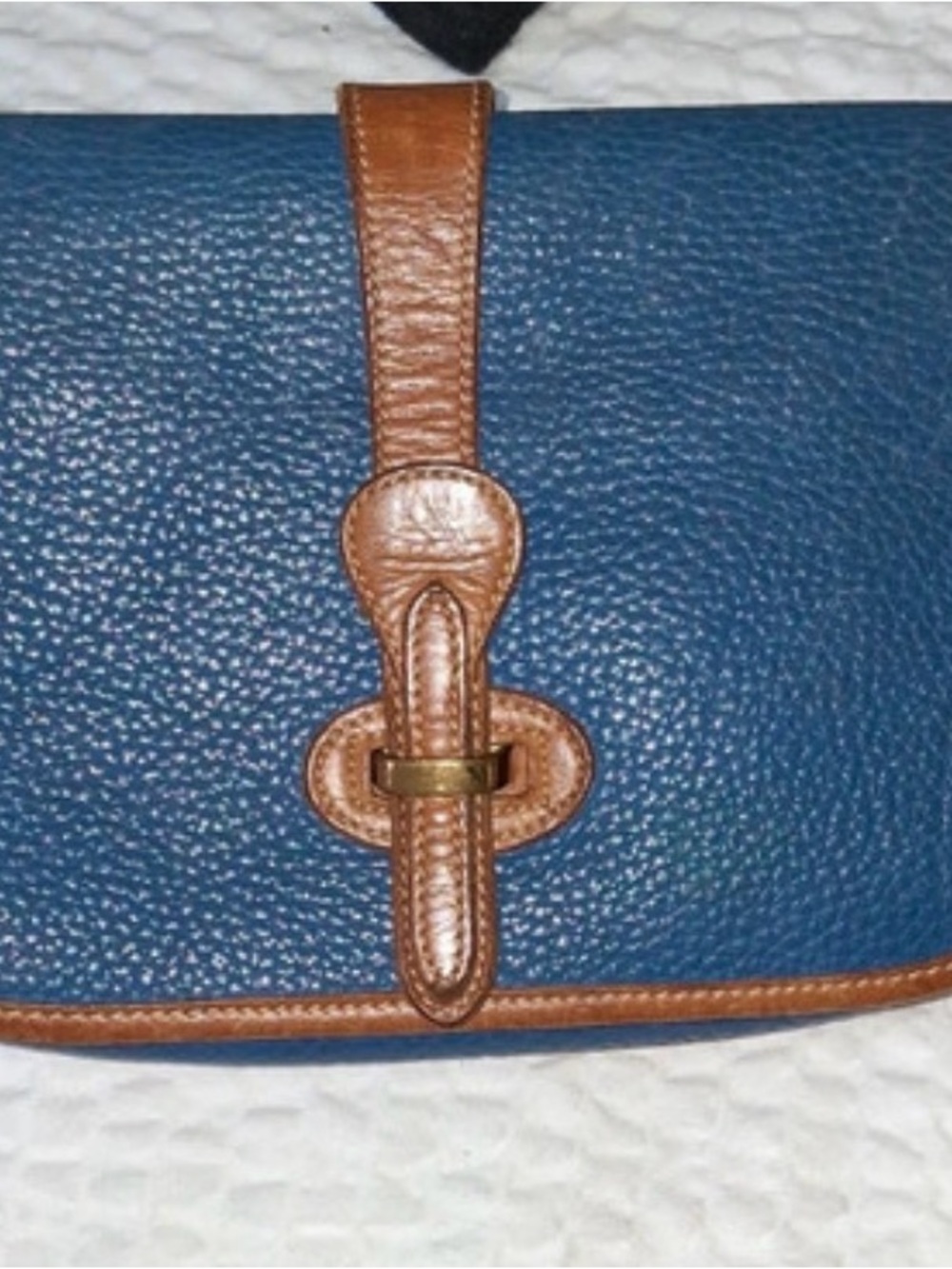Dooney & Bourke Blue and Brown Pebbled Leather Messenger Bag